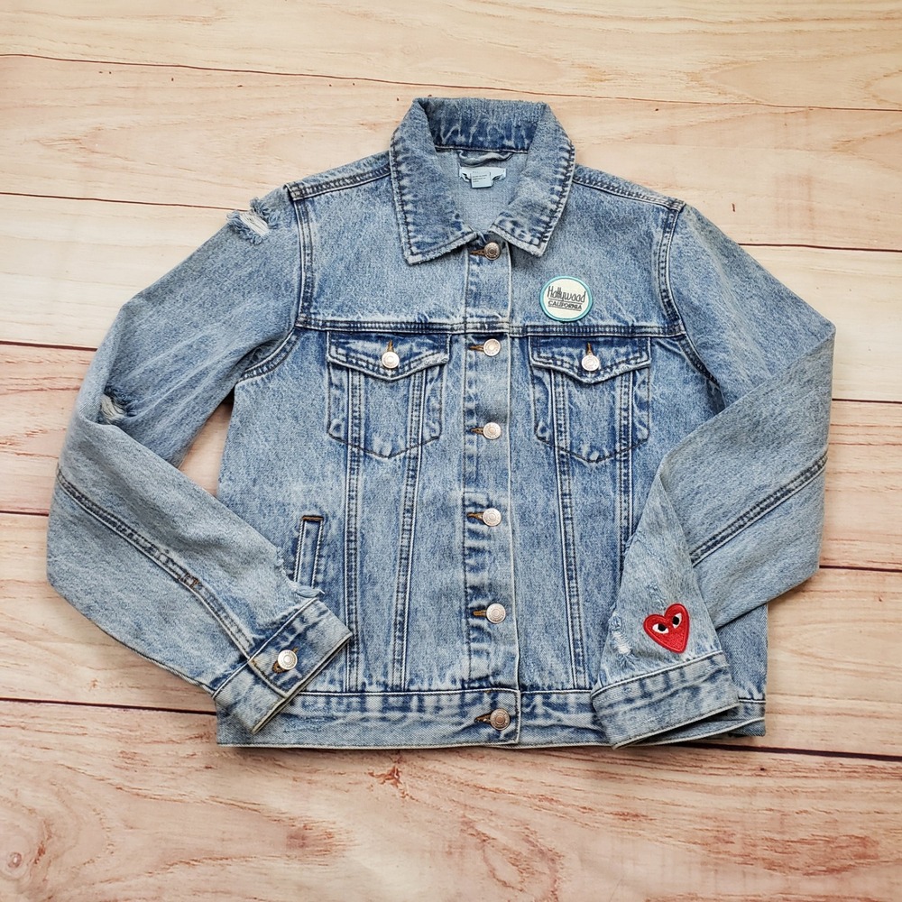 Forever 21 Denim Jacket Patches Womens Small Harley Davidson Comme Des Garcons